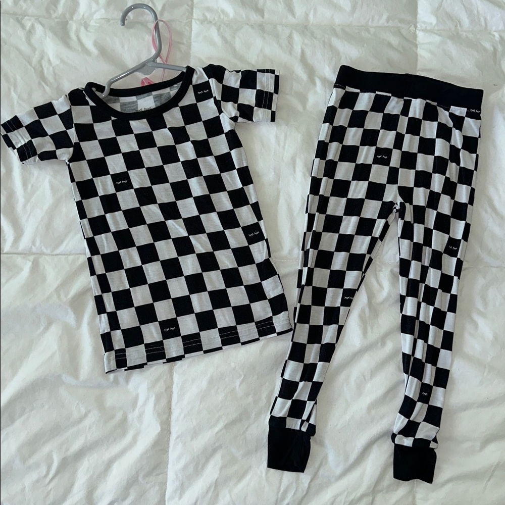 Little Sleepies cool checks Black and White Checkered Pajama Set